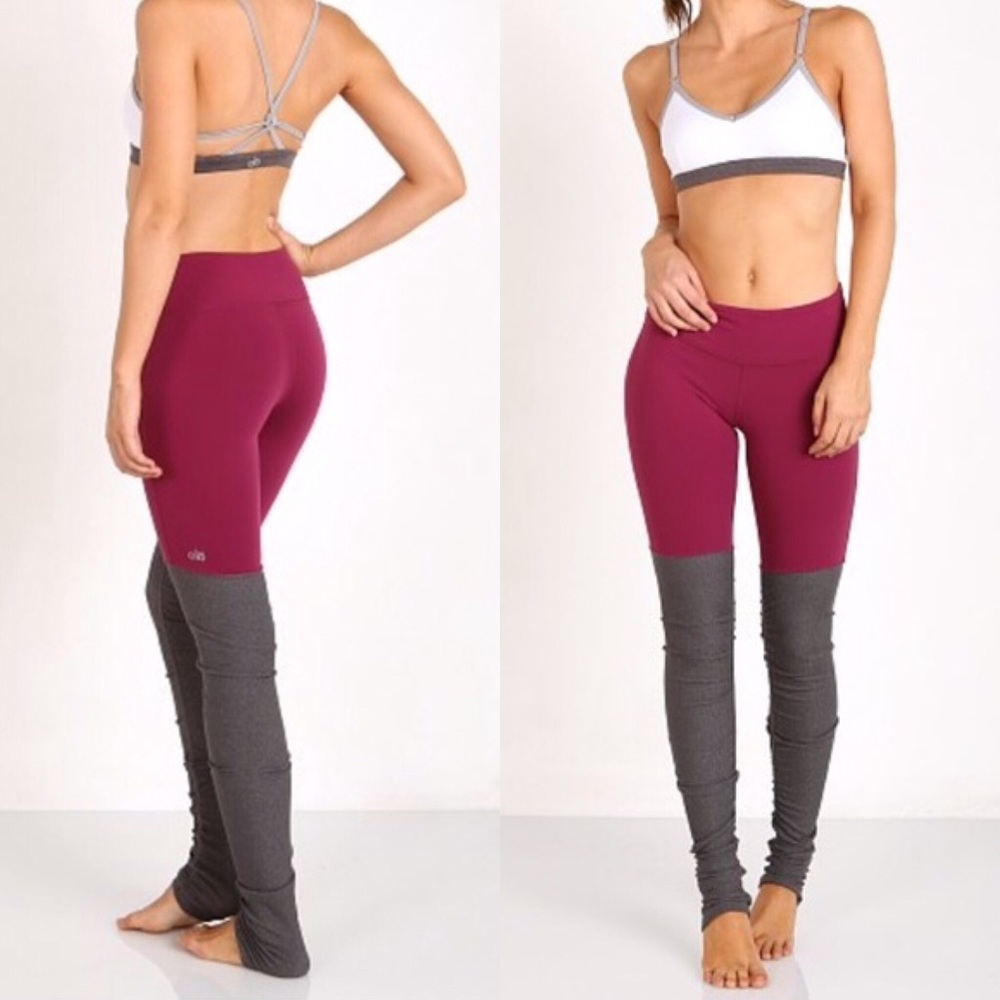 ALO Yoga WHITE and Gray Colorblock Leggings - Picture 3 of 16